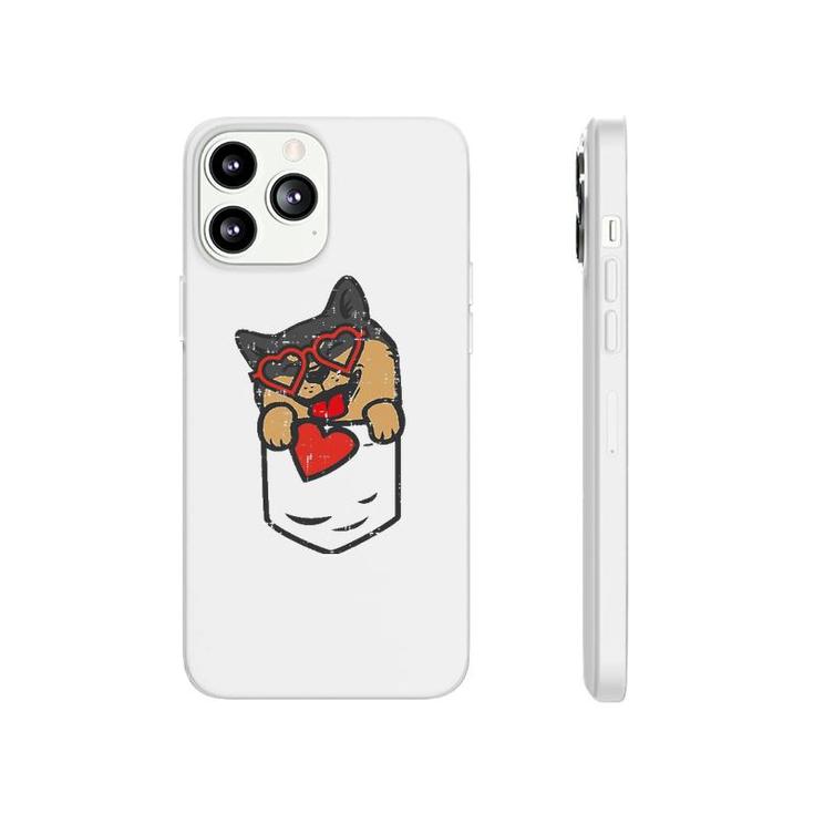 Black Shiba Inu Heart Pocket Valentine Day Japanese Dog Gift Phonecase iPhone
