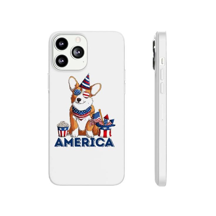 Corgi Dog American Flag Sunglasses Patriotic 4Th July Merica Phonecase iPhone