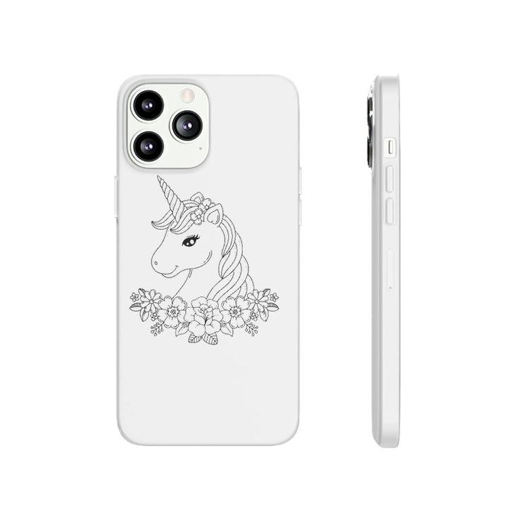 Cute Unicorn To Paint And Color In For Children Phonecase iPhone