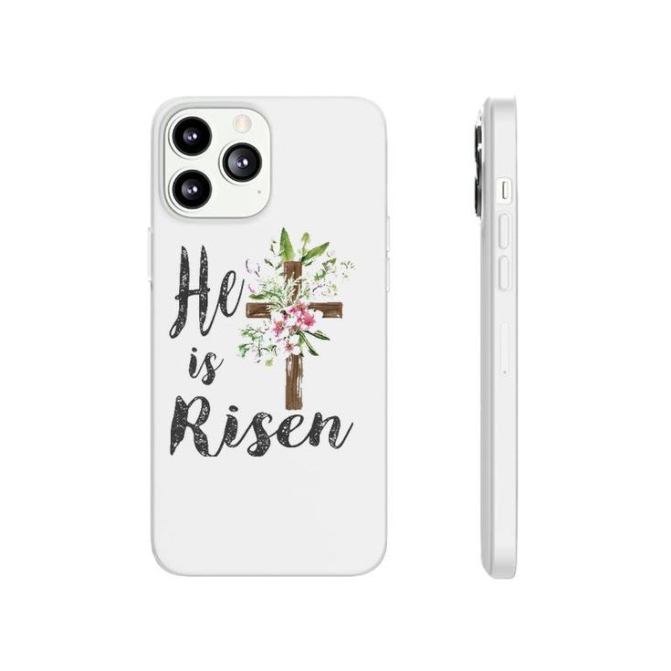 He Is Risen Floral Cross Vintage Happy Easter 2022 Gift Phonecase iPhone