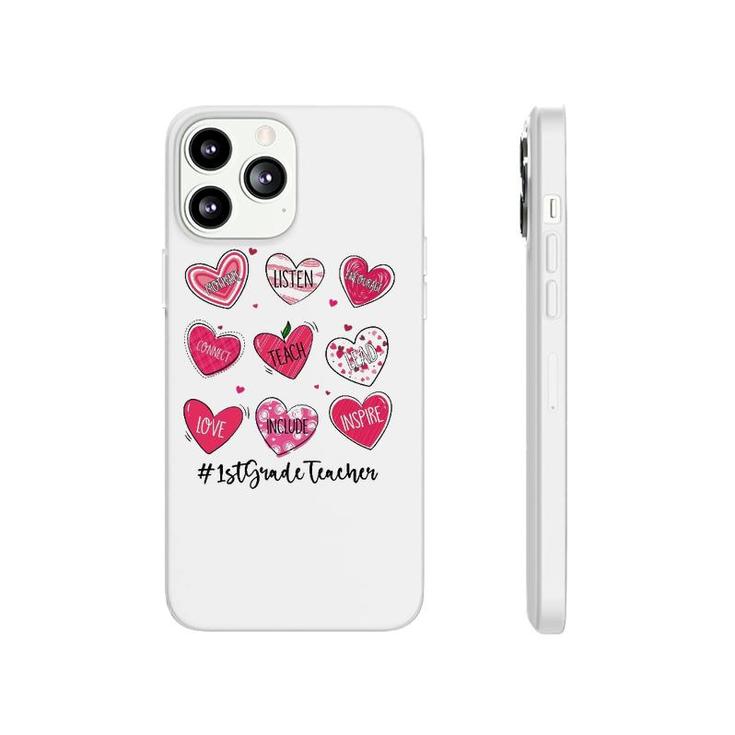 Hearts Teach Love Inspire 1St Grade Teacher Valentines Day Phonecase iPhone
