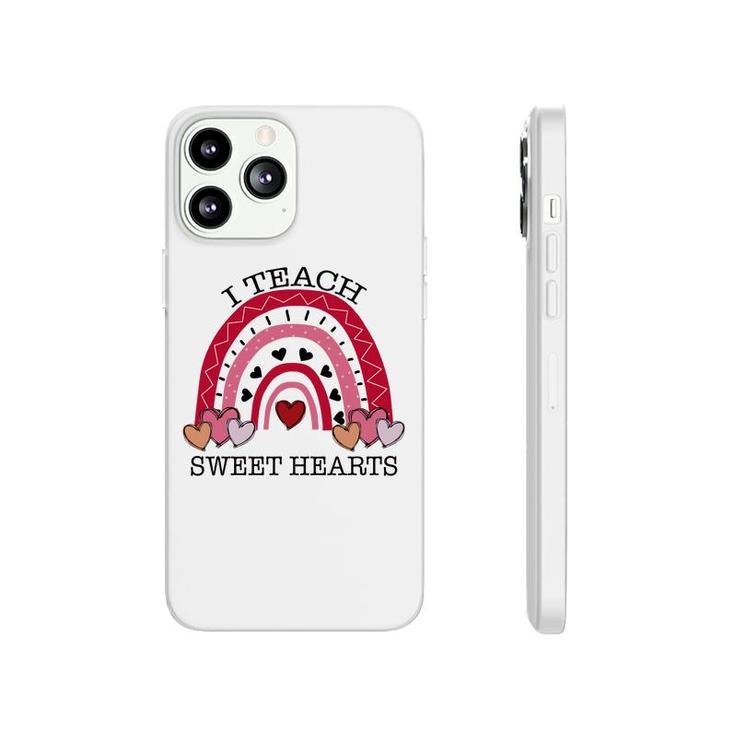 I Teach Sweet Hearts Teacher Rainbow Red Phonecase iPhone