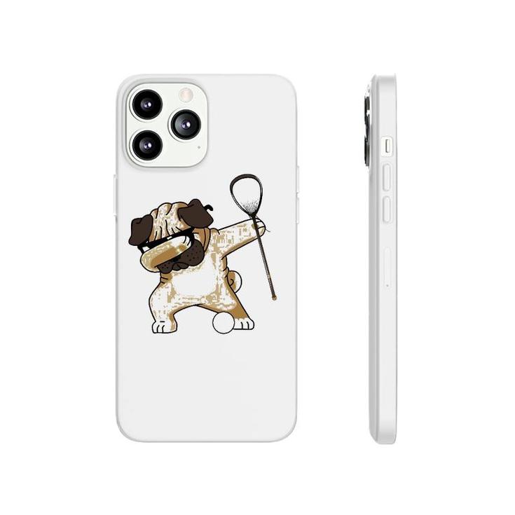 Lacrosse Dabbing Pug Dab Dog Lax Gift Tee Phonecase iPhone