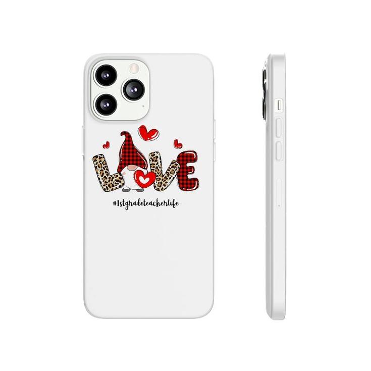 Love 1St Grade Teacher Life Buffalo Plaid Valentines Gnome Phonecase iPhone