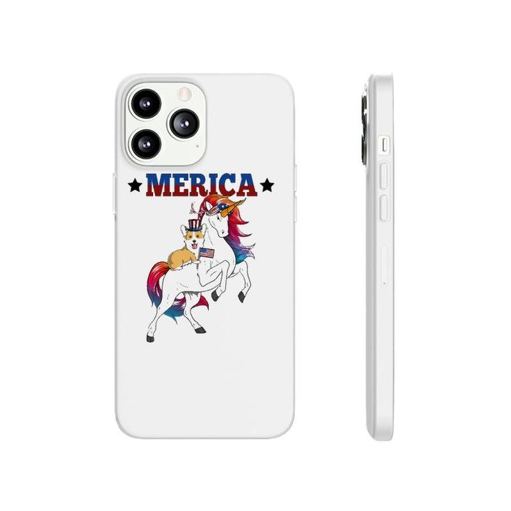 Merica Corgi Dog Unicorn Usa American Flag 4Th Of July Gift Phonecase iPhone
