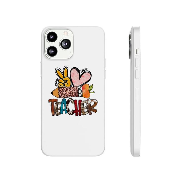 Peace Love Teacher Leopard Funny Gift Ideas Phonecase iPhone