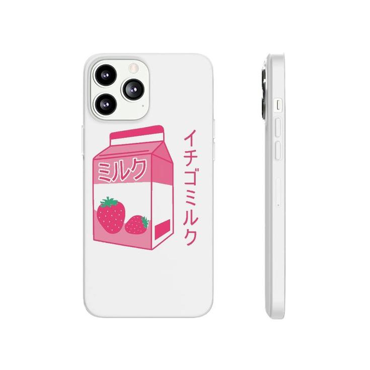 Pink Strawberry Milk Japanese Kawaii Retro 90S Anime Phonecase iPhone