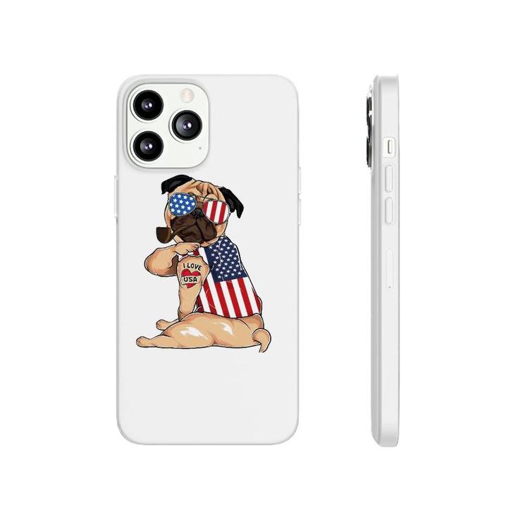 Pug Dog Merica 4Th Of July Usa American Flag Men Women Phonecase iPhone