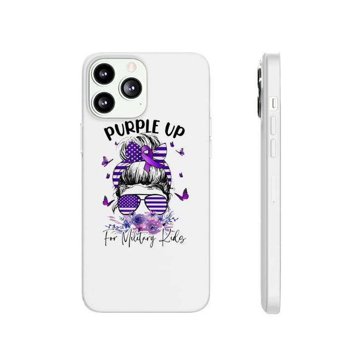 Purple Up For Military Kids Child Month Messy Bun Floral Phonecase iPhone