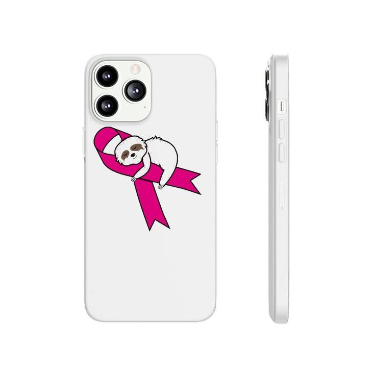 Sloth Pink Ribbon Warrior Cute Breast Cancer Awareness Gifts Phonecase iPhone