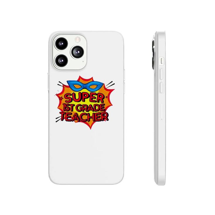 Super 1St Grade Teacher Superhero Mask Boom Sign Comic Teacher Gift Phonecase iPhone