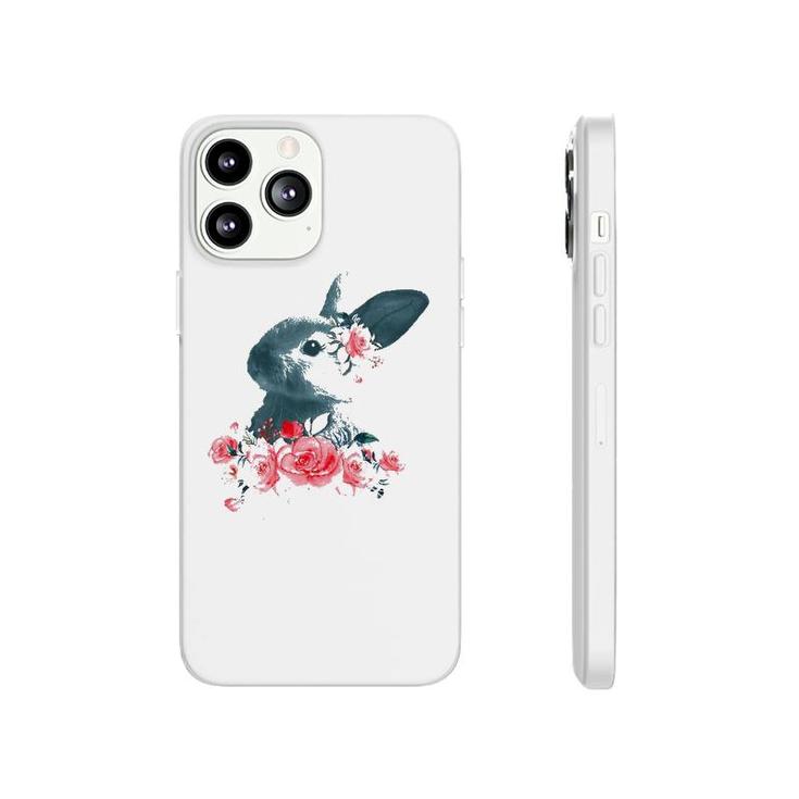 Womens Beautiful Easter Bunny Vintage Floral Easter V-Neck Phonecase iPhone
