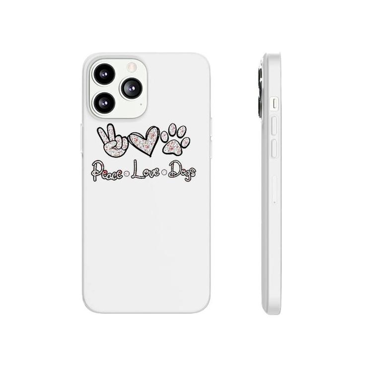 Womens Peace Love Dogs Flowers Lover Puppy Paw Dog Funny Dog Lover V-Neck Phonecase iPhone