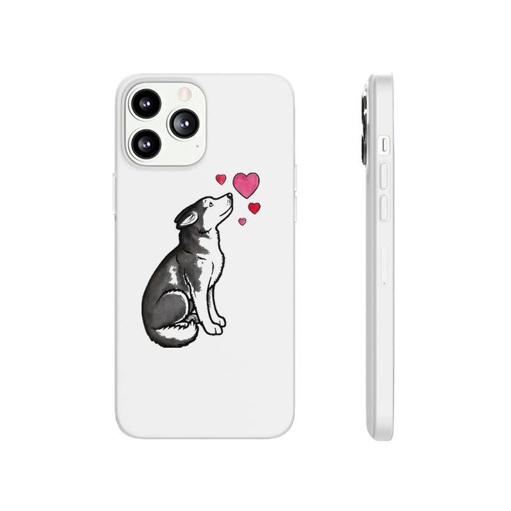 Womens Siberian Husky Love V-Neck Phonecase iPhone