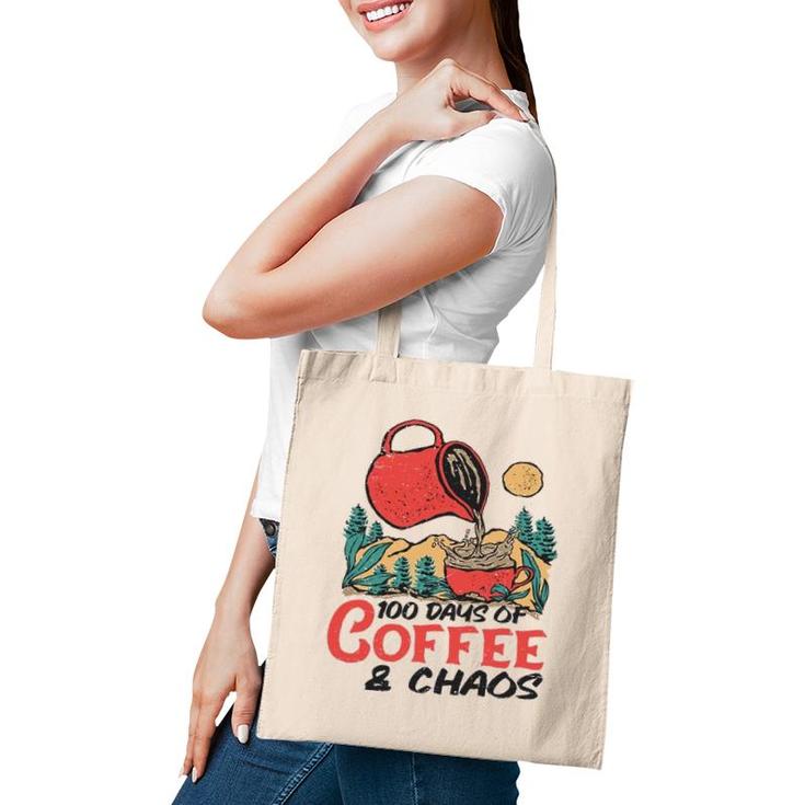 100 Days Of Coffee & Chaos Teachers 100Th Day Of School Gift Tote Bag