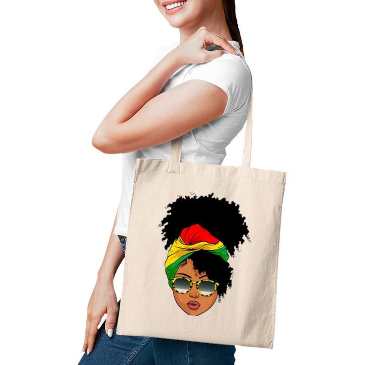 Afro Woman Headscarf Nubian Melanin Popping Black History Tote Bag