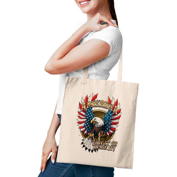 America Love It Or Leave It Patriotic Eagle Mens Back Print Tote Bag