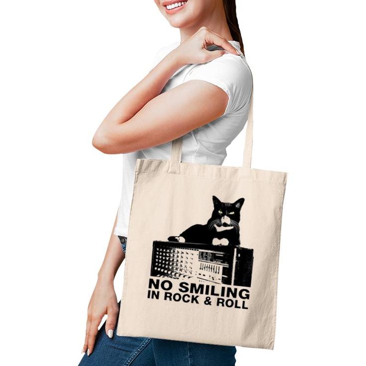 Cat No Smiling In Rock And Roll Tote Bag