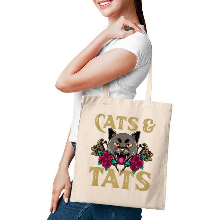 Cats And Tats  Funny Ink Tattoo Gun Cat Lover Gift  Tote Bag