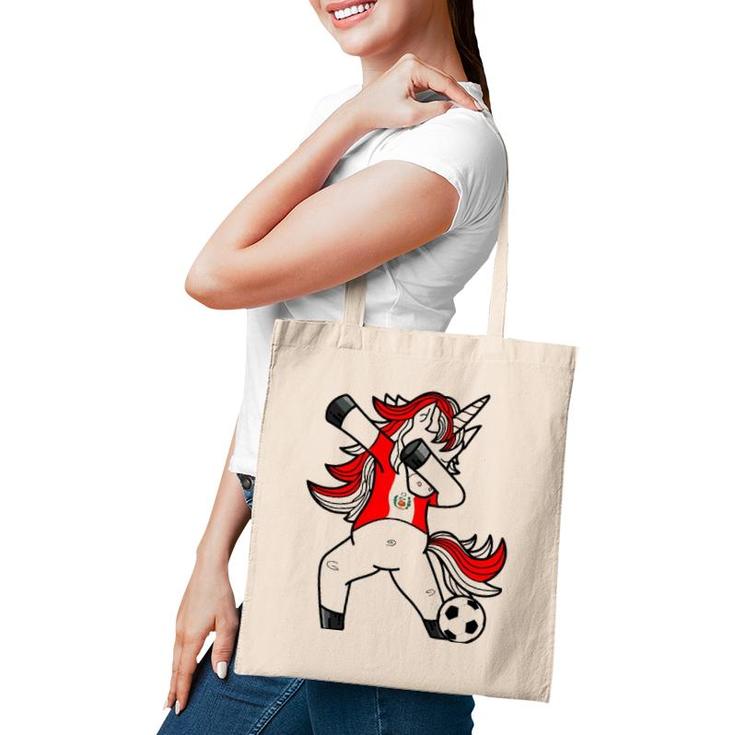 Dabbing Soccer Unicorn Peru Peruvians Football Tote Bag
