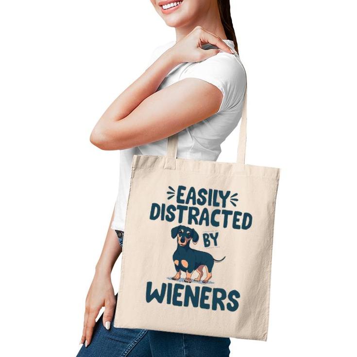 Easily Distracted By Wieners Funny Dackel Dachshund Tote Bag
