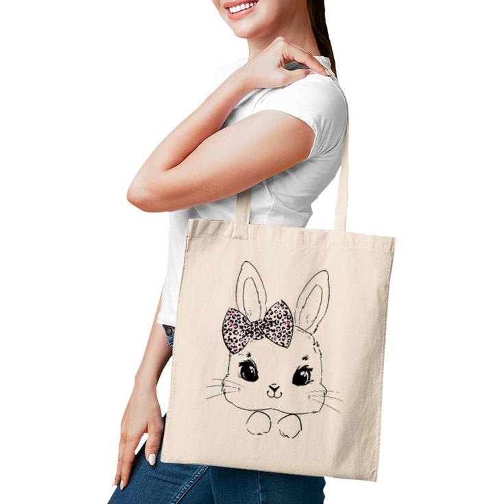 Easter Bunny Leopard Bow Tie Easter Day Women Girls Kids Tote Bag