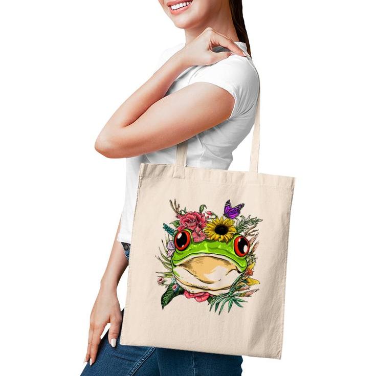 Floral Frog Spring Nature Frog Lovers For Women & Men Tote Bag