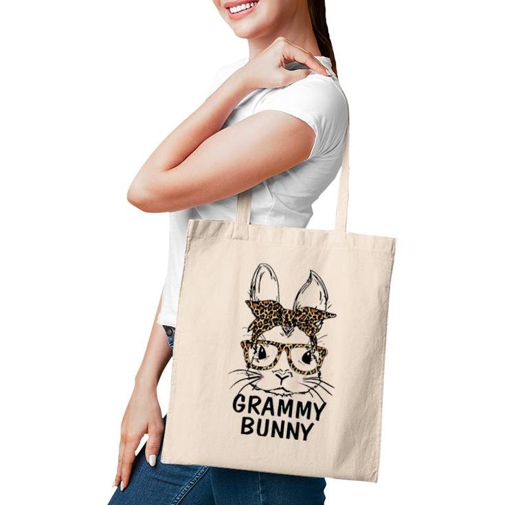 Grammy Bunny Face Leopard Print Glasses Easter Day Tote Bag