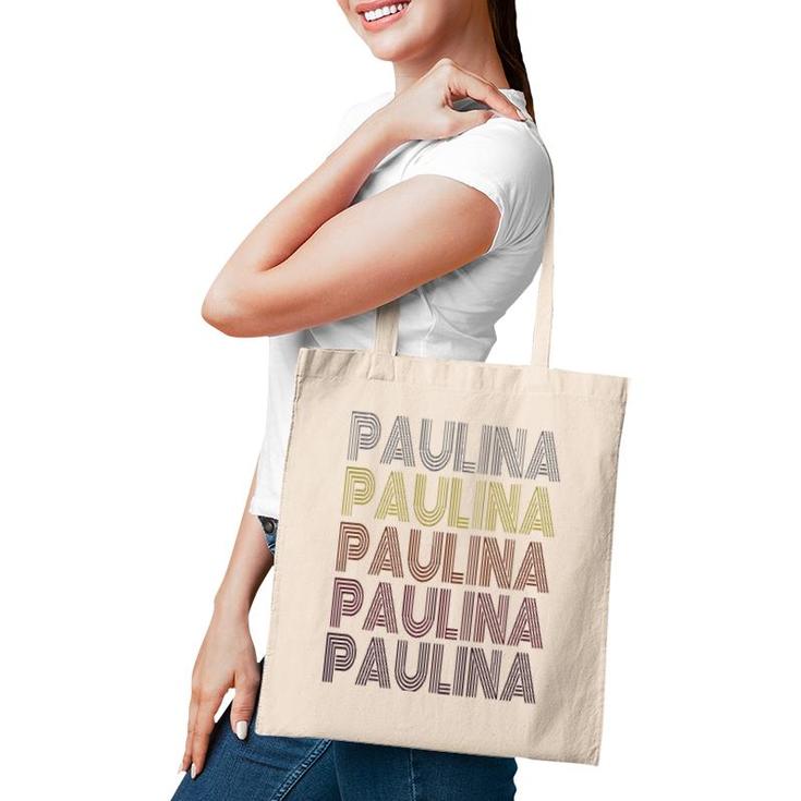 Graphic Tee First Name Paulina Retro Pattern Vintage Style Tote Bag