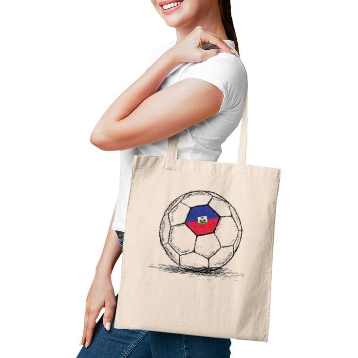 Haiti Haitian Flag Design On Soccer Ball Tote Bag