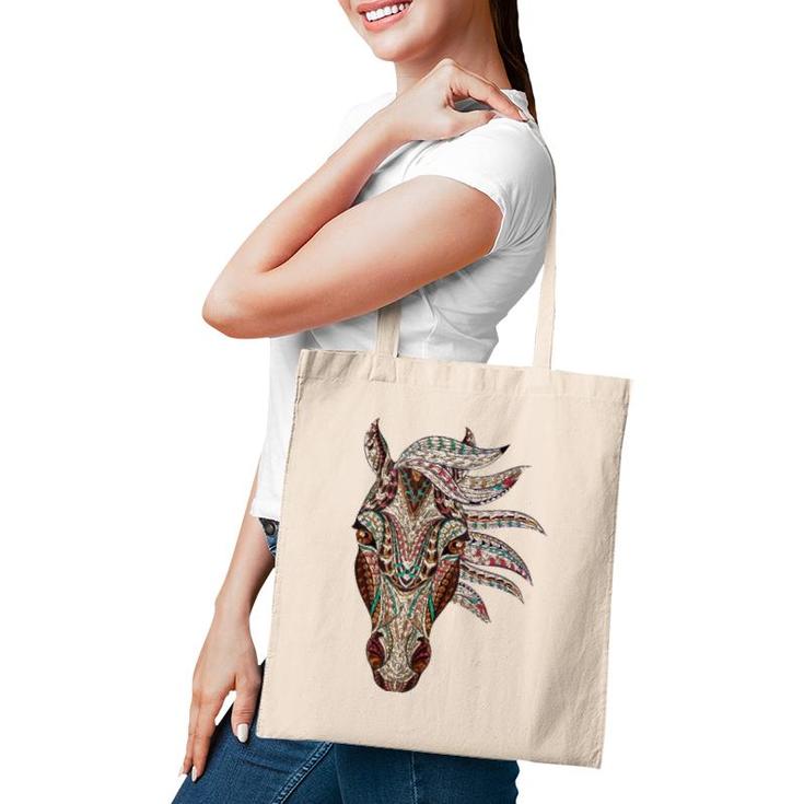 Horse Tribal Abstract Art Native American Geometric Horse  Tote Bag