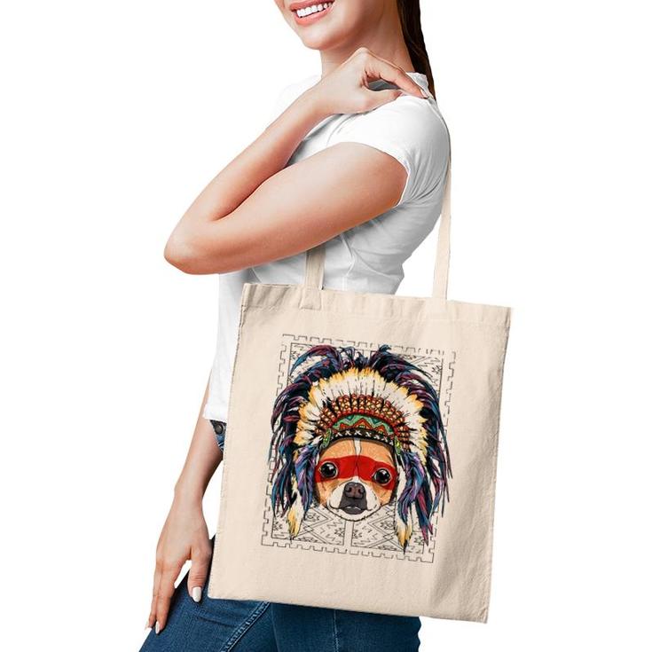 Native Indian Chihuahua Native American Indian Dog Lovers Tote Bag