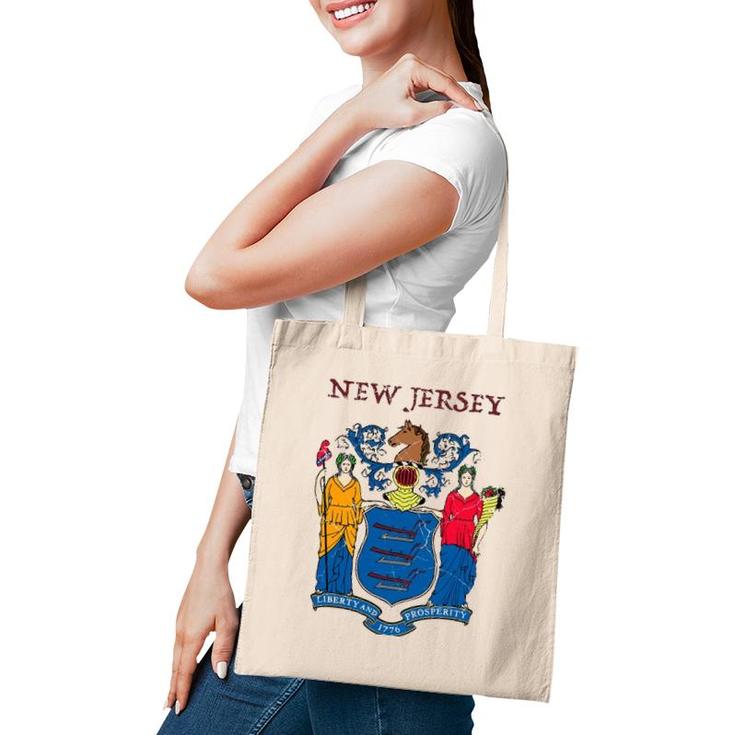 New Jersey State Seal Flag Tote Bag