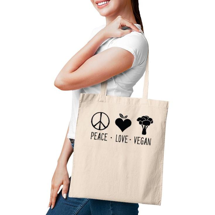 Peace Love Vegan For Men Women Kid Animal Lover Gift Tote Bag