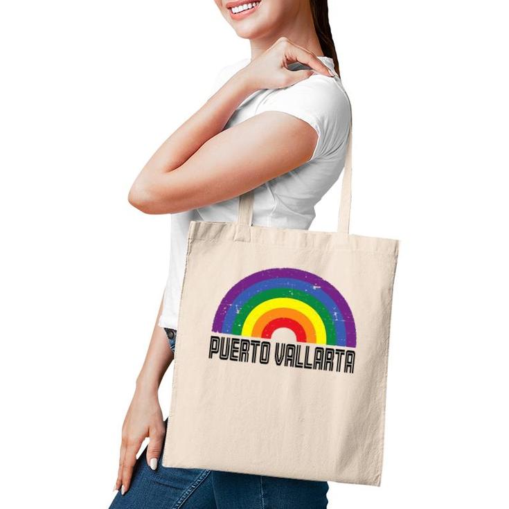 Puerto Vallarta Mexico Lgbtq Distressed Gay Rainbow Tote Bag