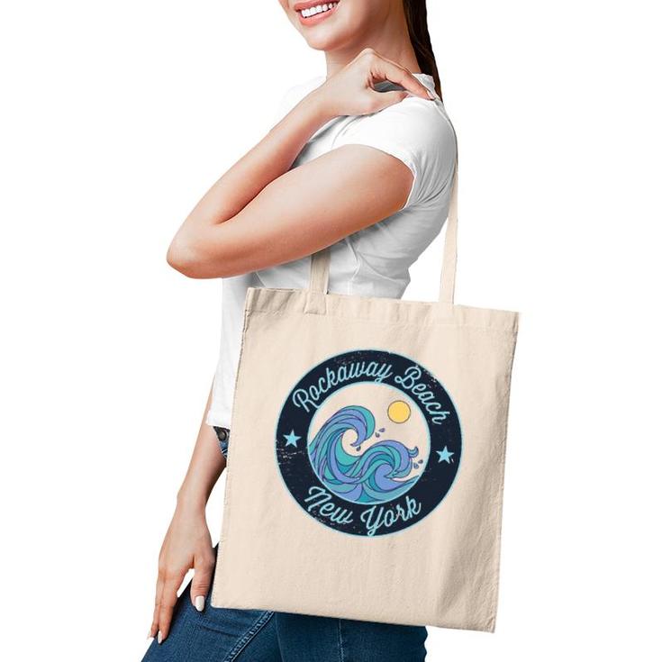 Rockaway Beach Ny New York Souvenir Nautical Surfer Graphic  Tote Bag