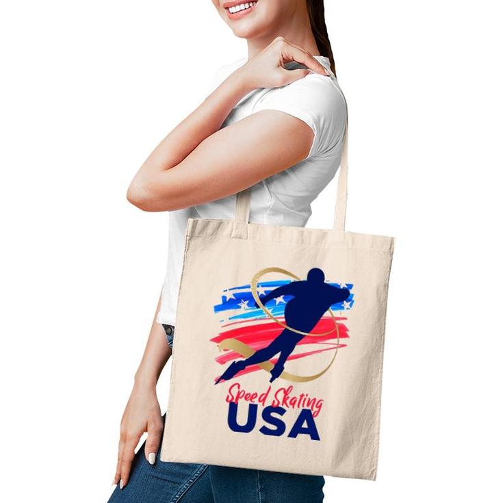 Speed Skating Usa Support The Teamusa Flag Winter Tote Bag
