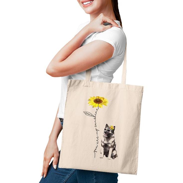 Sunflower And Norwegian Elkhound Tote Bag