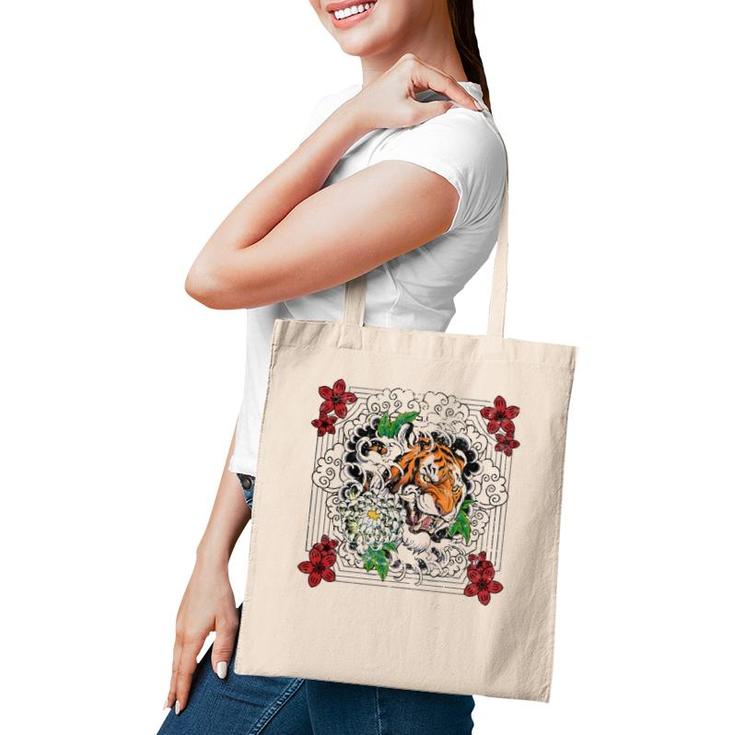 Tattoo Style Traditional Japanese Tiger Chinese Zodiac Tote Bag