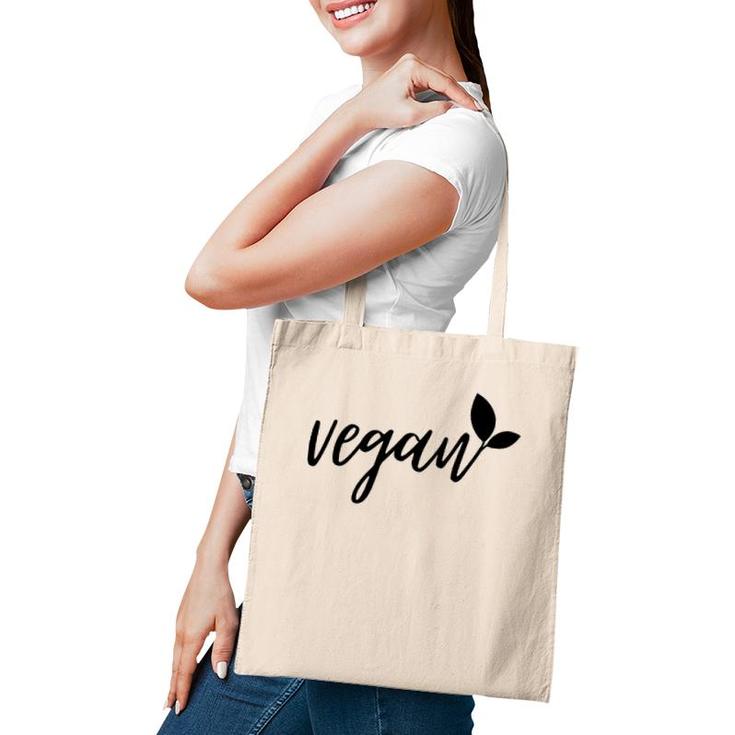 Vegan With Leaf Plant Based Vegan Gift Tote Bag