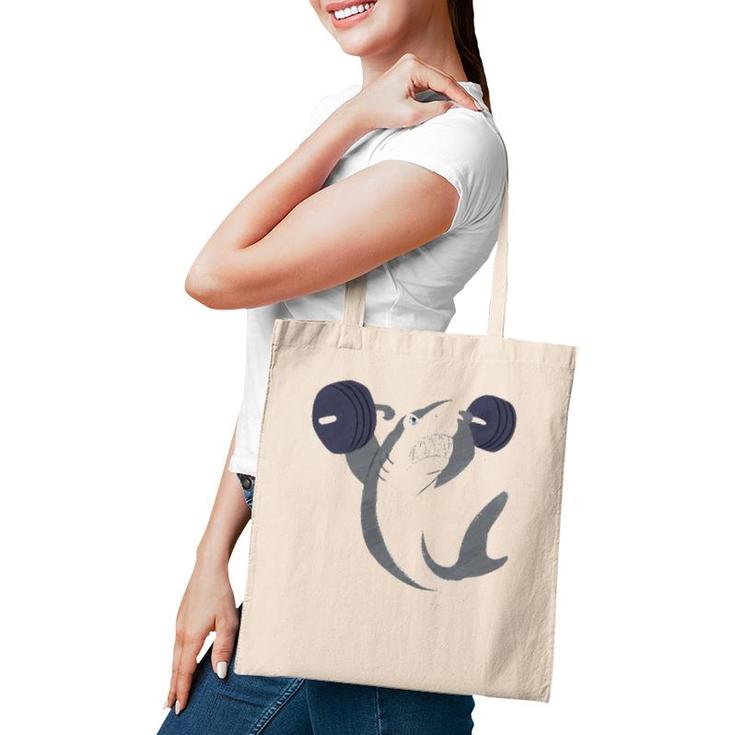 Weightlifing Shark Barbell Funny Workout Gym Weightlifter Tote Bag