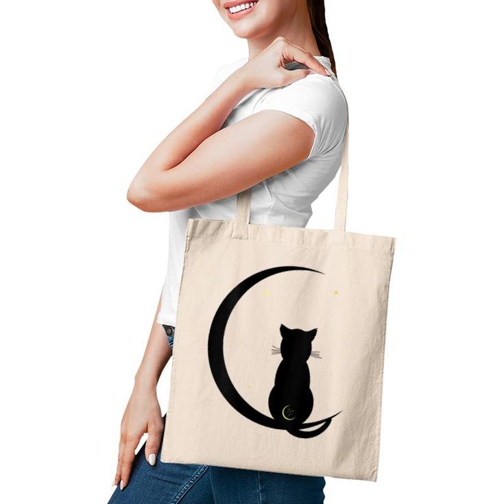 Womens Double Moon Cat V-Neck Tote Bag