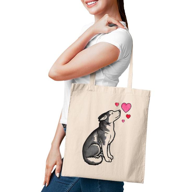 Womens Siberian Husky Love V-Neck Tote Bag