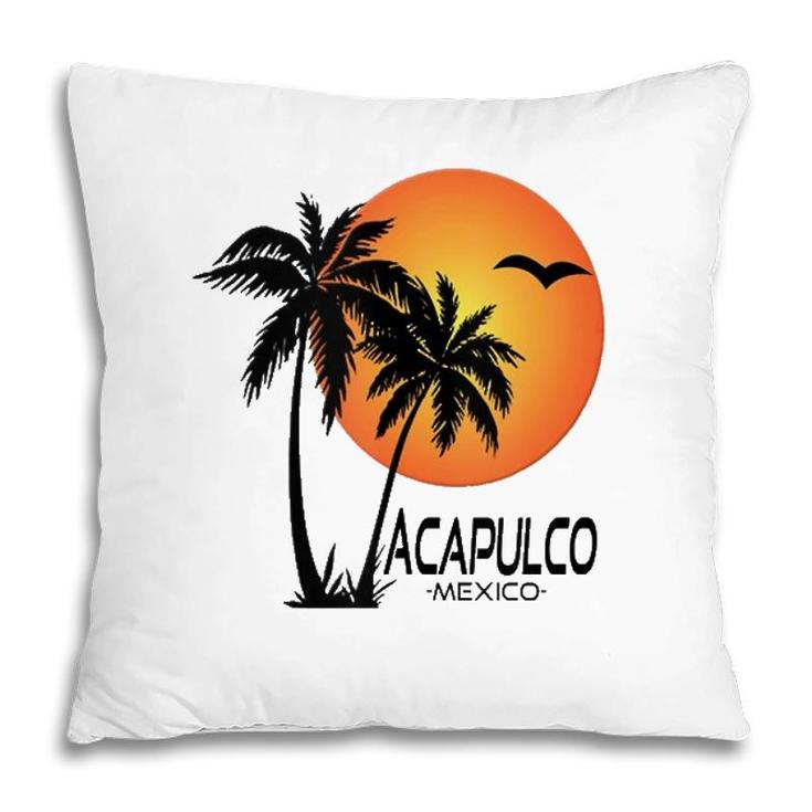 Acapulco Souvenirmexico Palm Trees Beach Sun  Pillow
