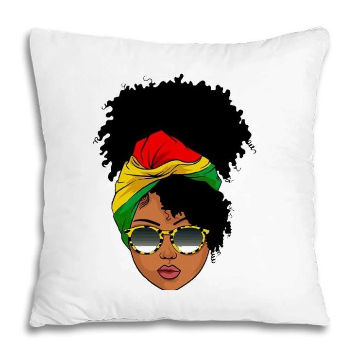 Afro Woman Headscarf Nubian Melanin Popping Black History Pillow