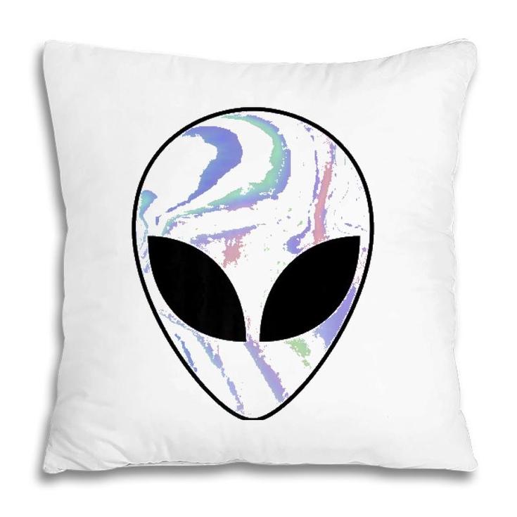 Alien Head Colorful Alien  Rave Tee Believe Ufo  Pillow