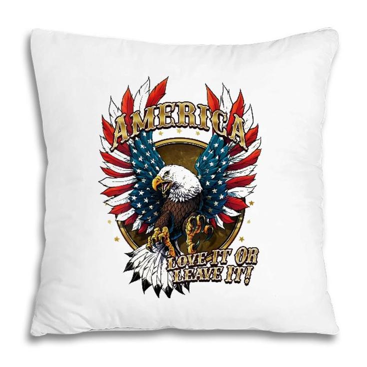 America Love It Or Leave It Patriotic Eagle Mens Back Print Pillow