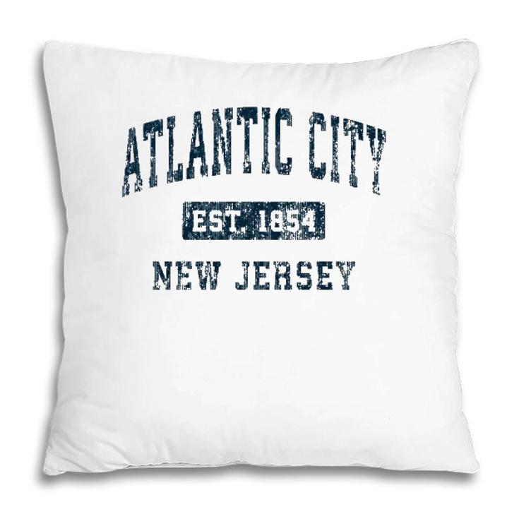 Atlantic City New Jersey Nj Vintage Sports Design Navy Print  Pillow