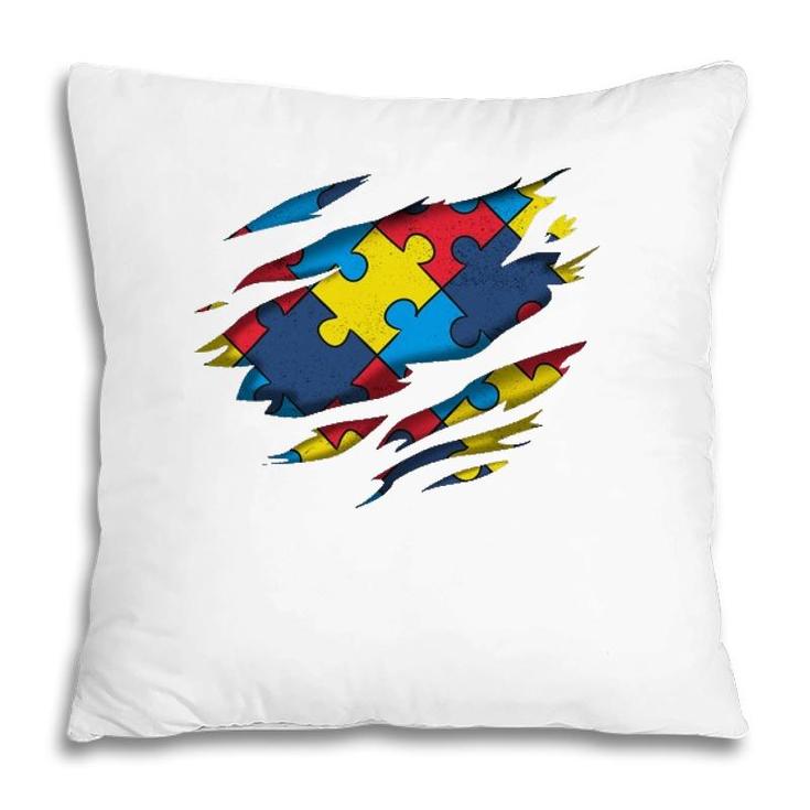 Autism Awareness Power Superhero Puzzle Piece Gift Pillow