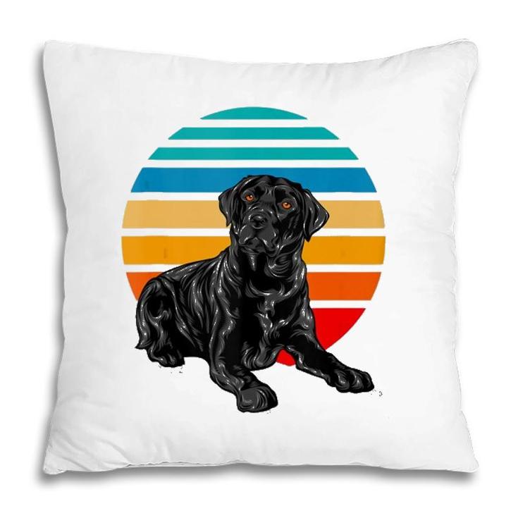 Black Labrador Dog Sunset Vintage Retro Style Black Lab  Pillow